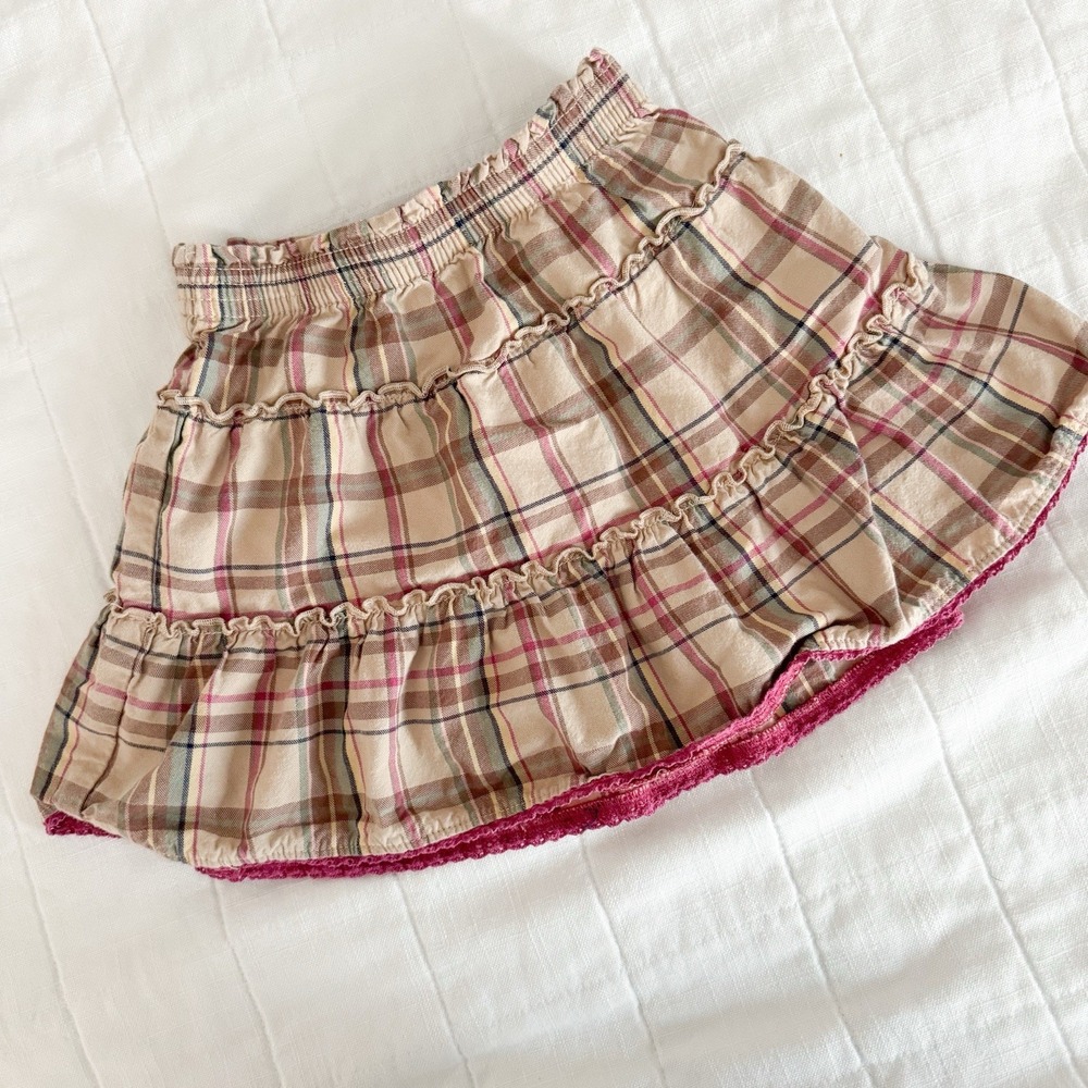 Oshkosh B'Gosh Plaid Skirt Size 3T Pink Brown Fall‎ Winter Vintage Girls